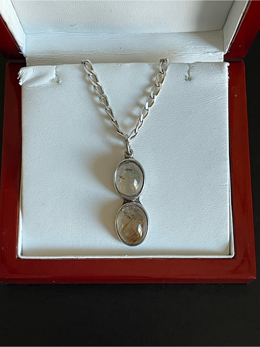 925 sterling silver Rutilated Quartz pendant necklace.